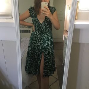 COPY - Reformation Green Floral Wrap Dress